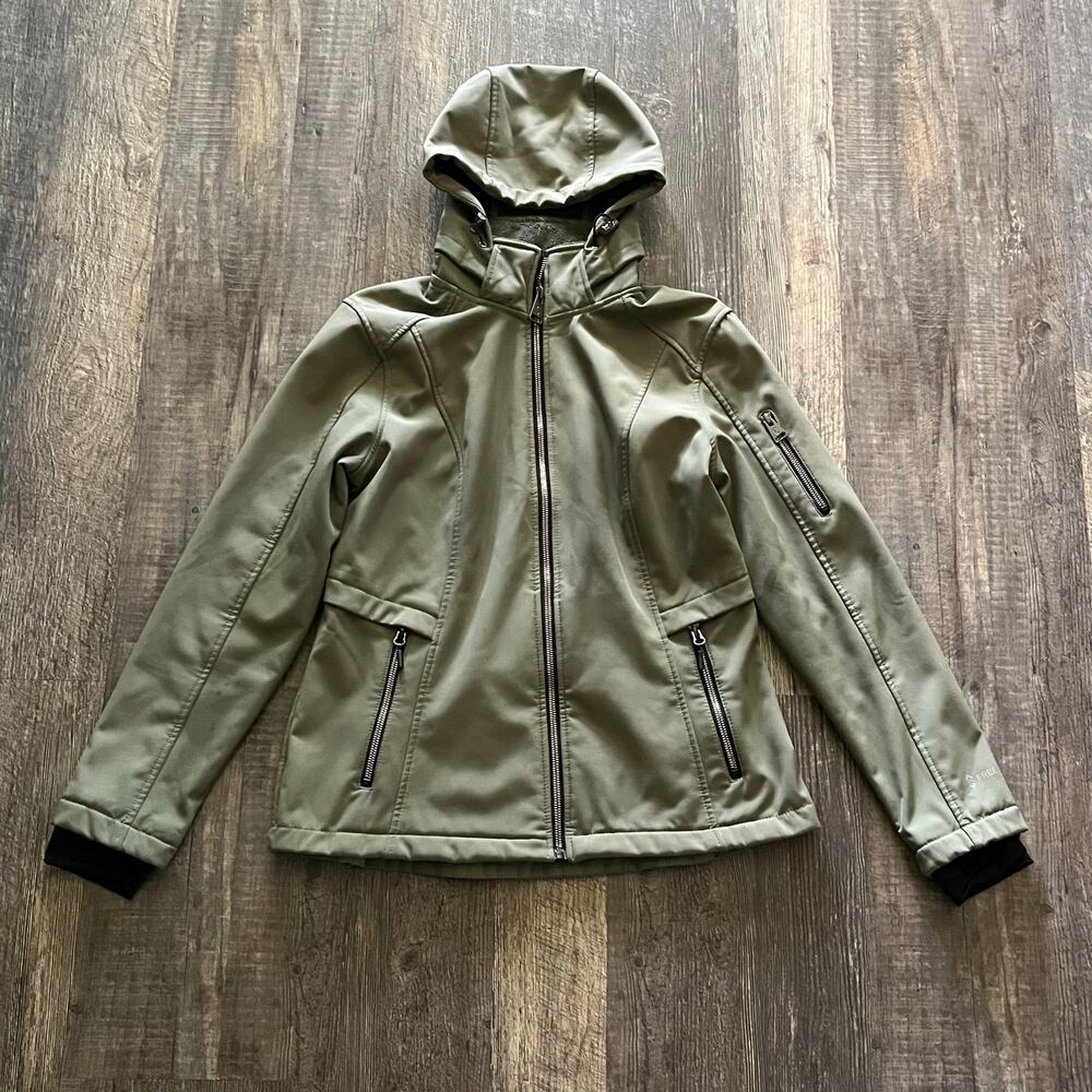 Free Country Women’s Super Softshell Jacket M Olive Tree Faux Fur Lined